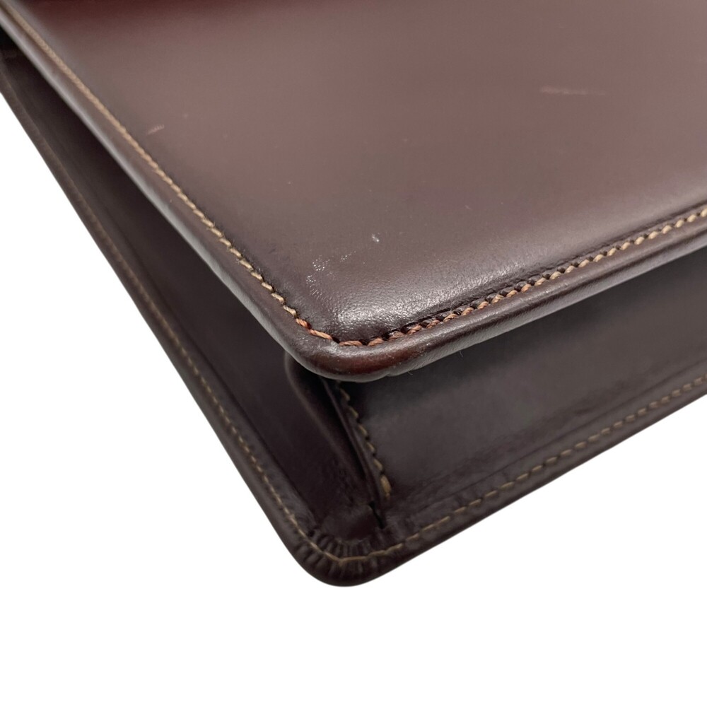 BURBERRY Men's Business Briefcase, Brown Leather, Silver Hardware, Horse Logo - Picture 9 of 16